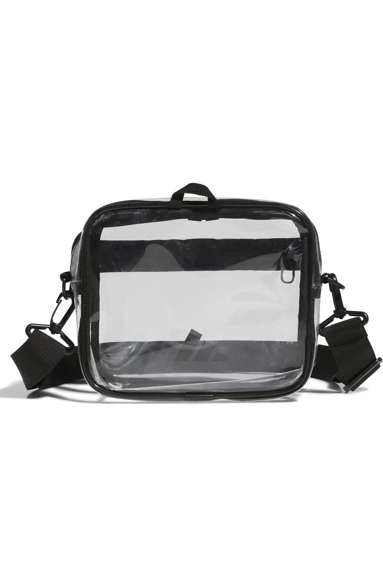 adidas Originals Transparent Bag, Alternate, color, Clear/ Bold Blue/ Scarlet