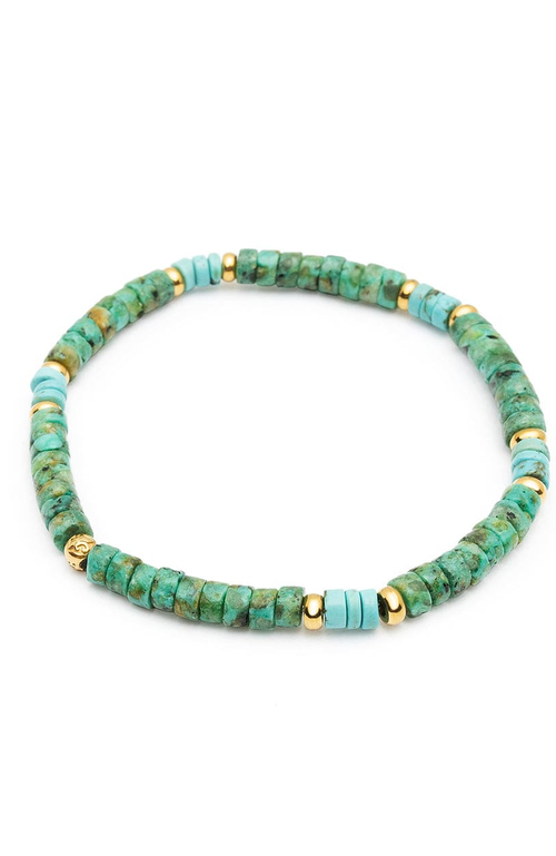 Nialaya Heishi Beaded Wristband In Green