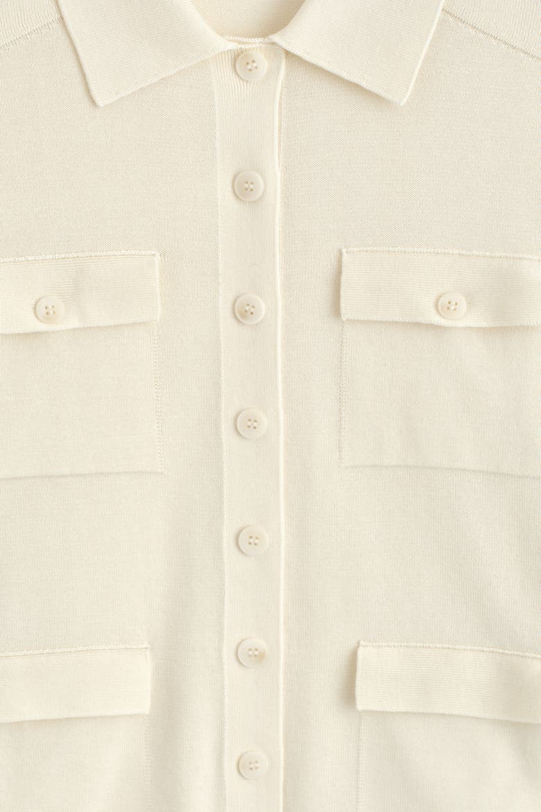 Pocket-detail Knitted Cotton Cardigan, Alternate, color, OFF-WHITE