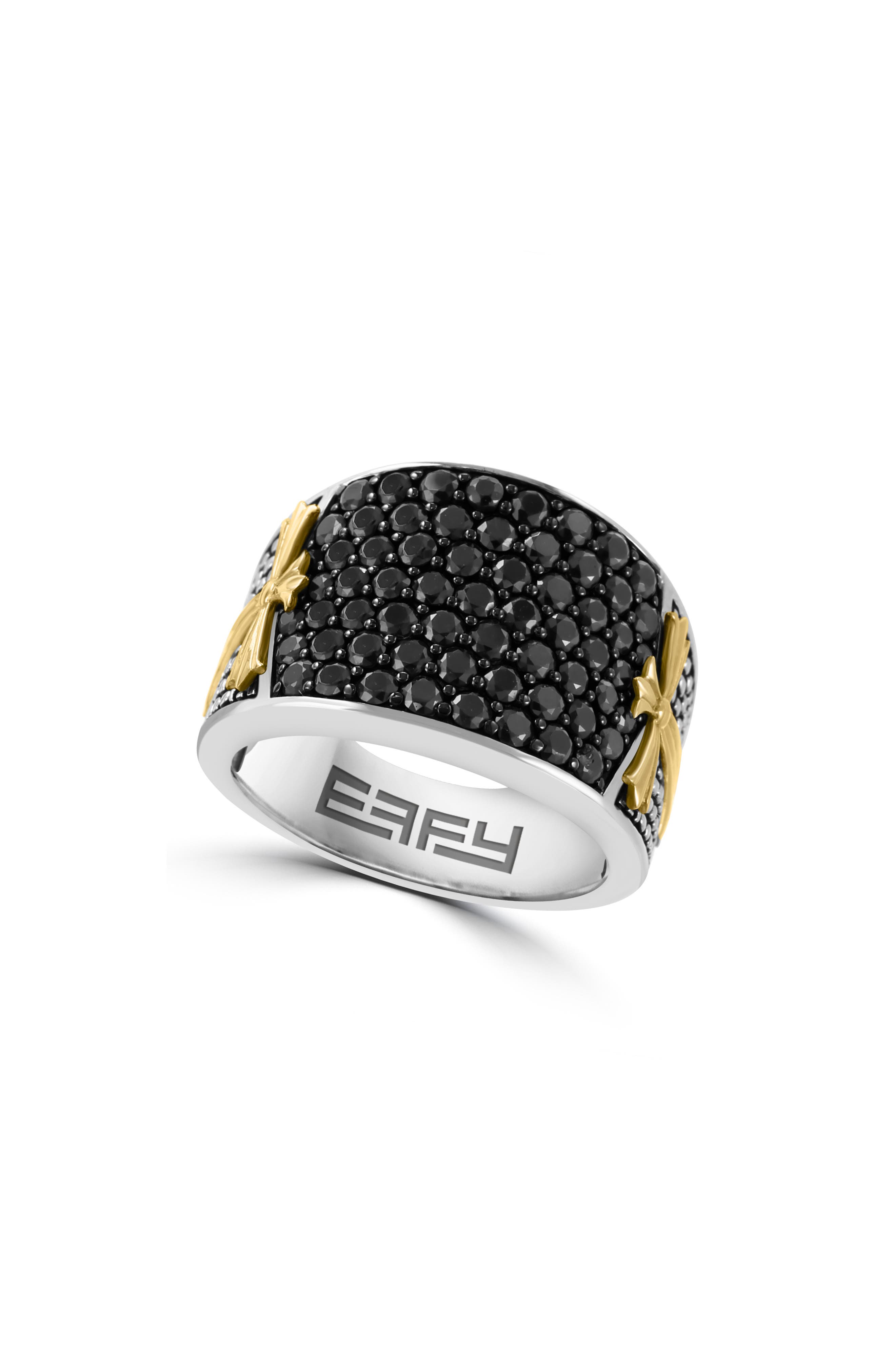 EFFY Men's Black Spinel Cross Two-Tone Ring