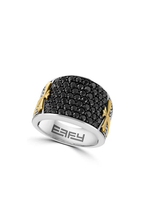 Men's Black Spinel Cross Two-Tone Ring