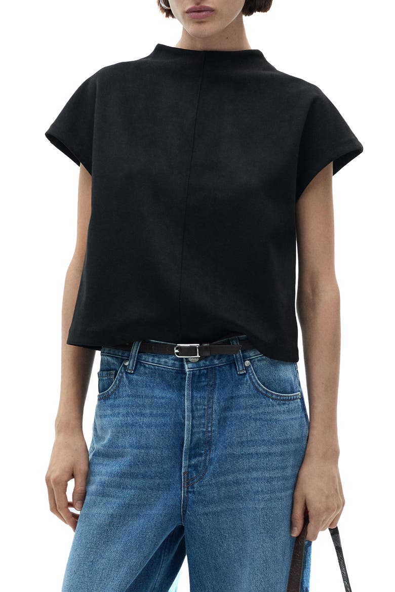 Faux Suede T-Shirt, Main, color, BLACK