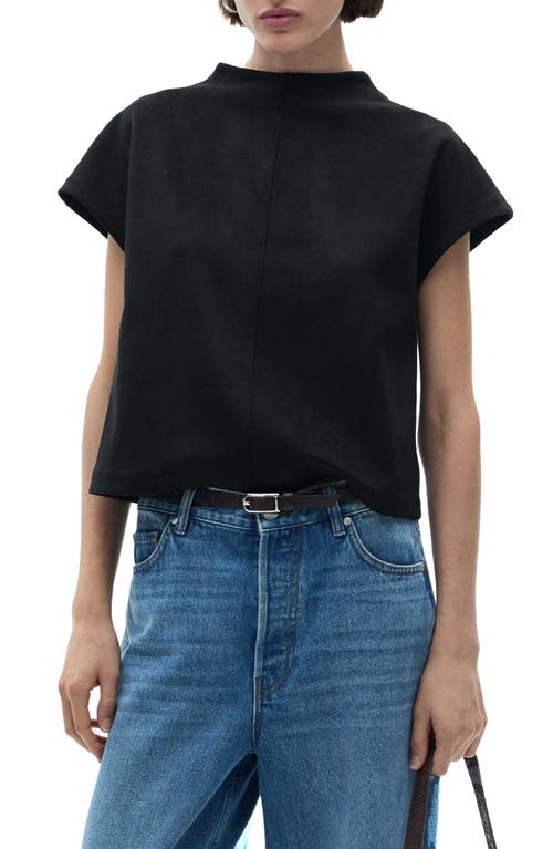Mango Faux Suede T-shirt In Black