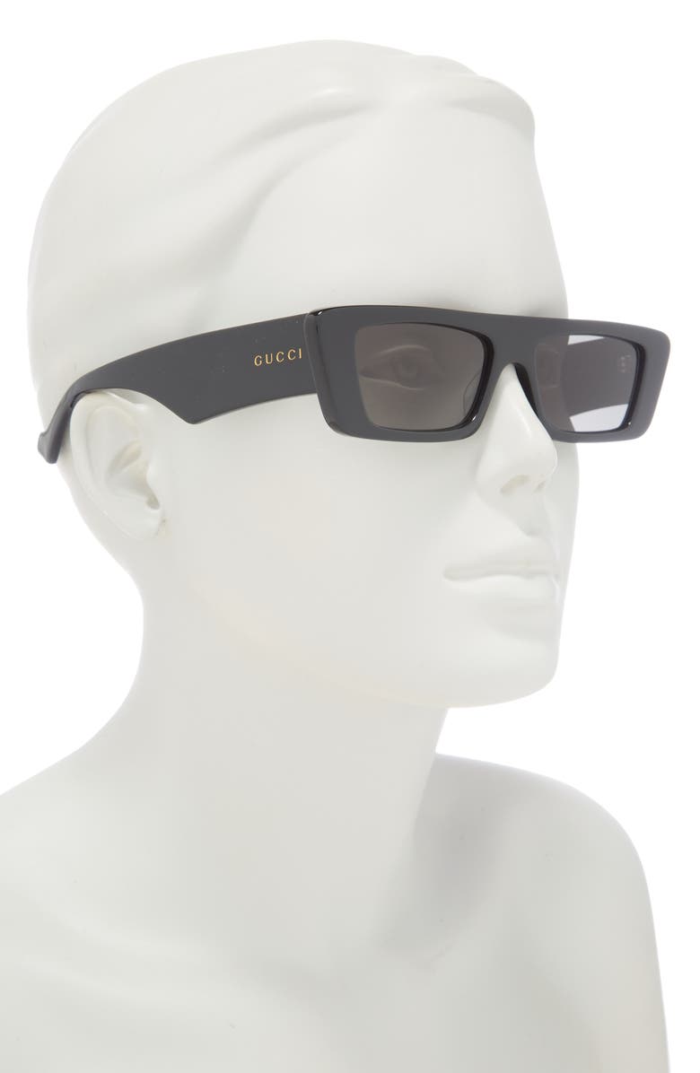 Gucci 54mm Rectangular Sunglasses, Alternate, color, Black Black Brown