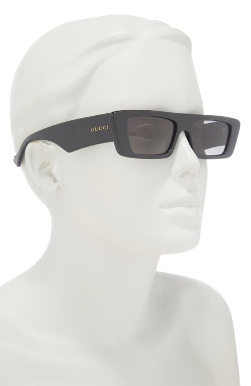 Gucci 54mm Rectangular Sunglasses In Black Black Brown
