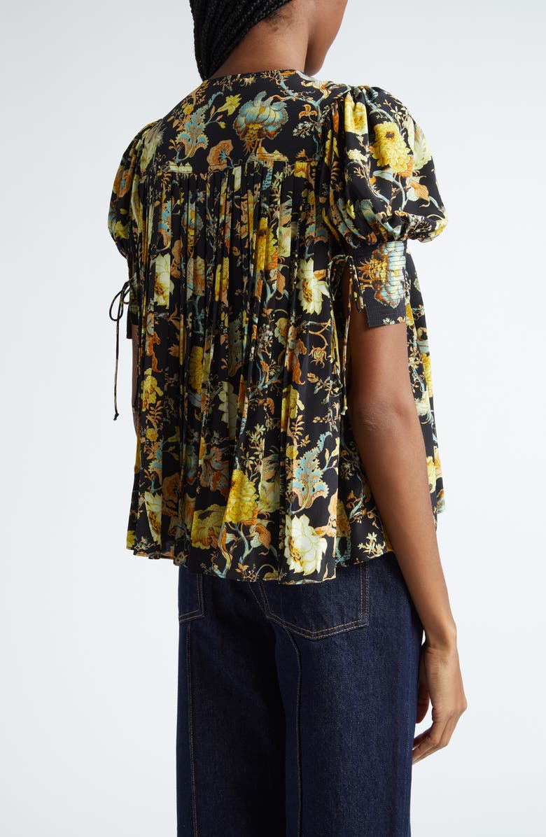 Ulla Johnson Marion Floral Pintuck Silk Trapeze Top, Alternate, color, 