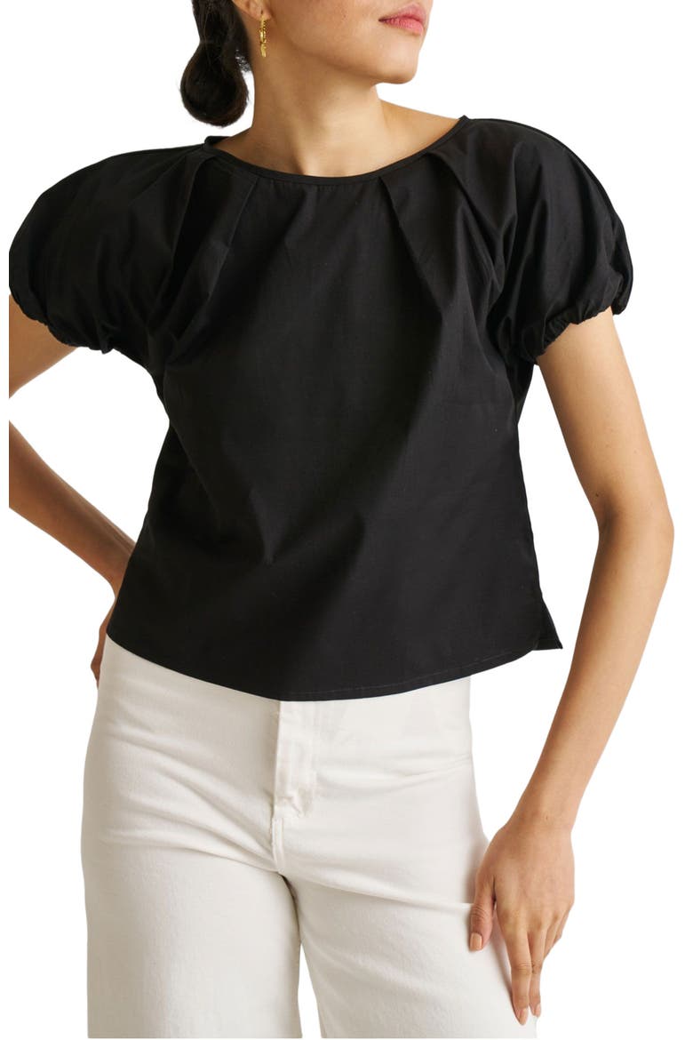 Balloon Sleeve Top, Alternate, color, Black