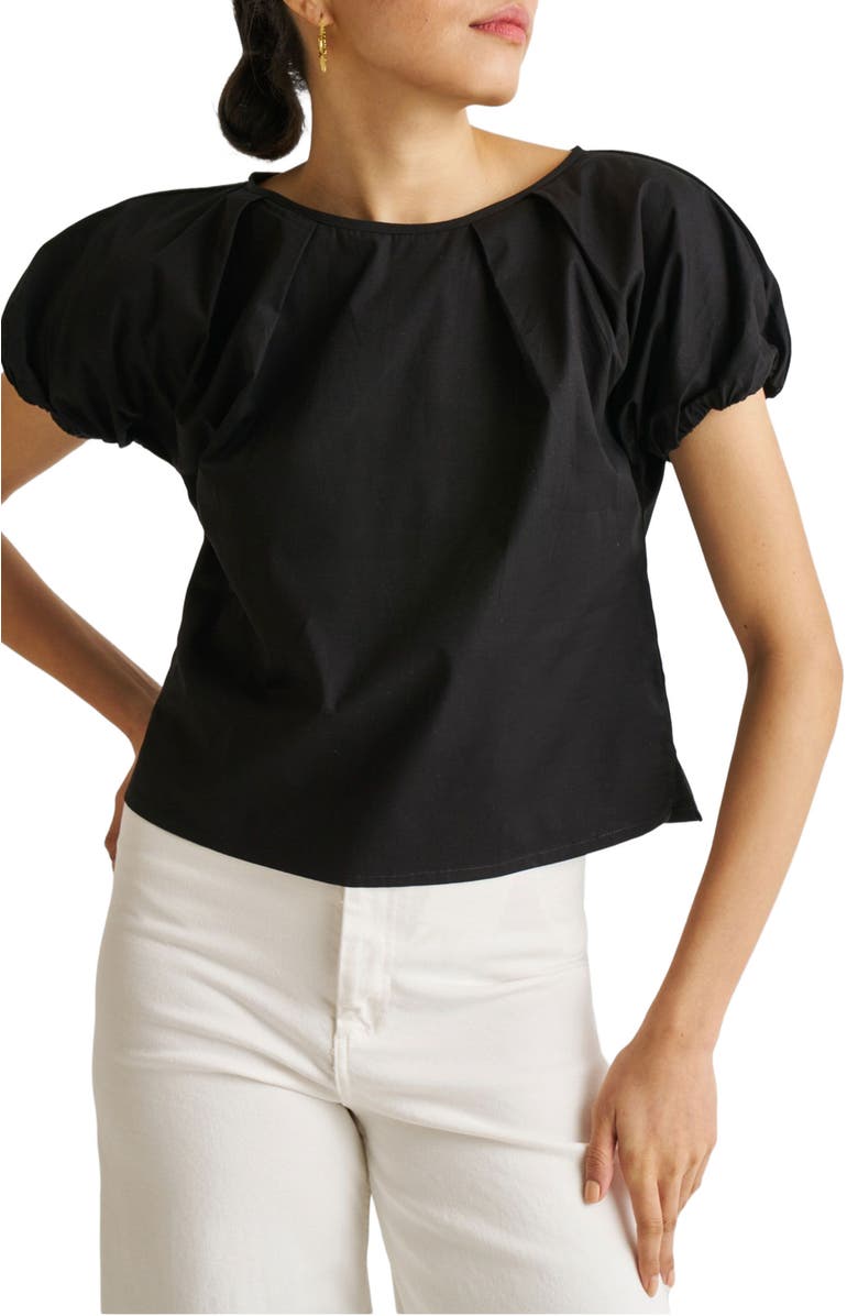 Reistor Balloon Sleeve Top, Alternate, color, Black