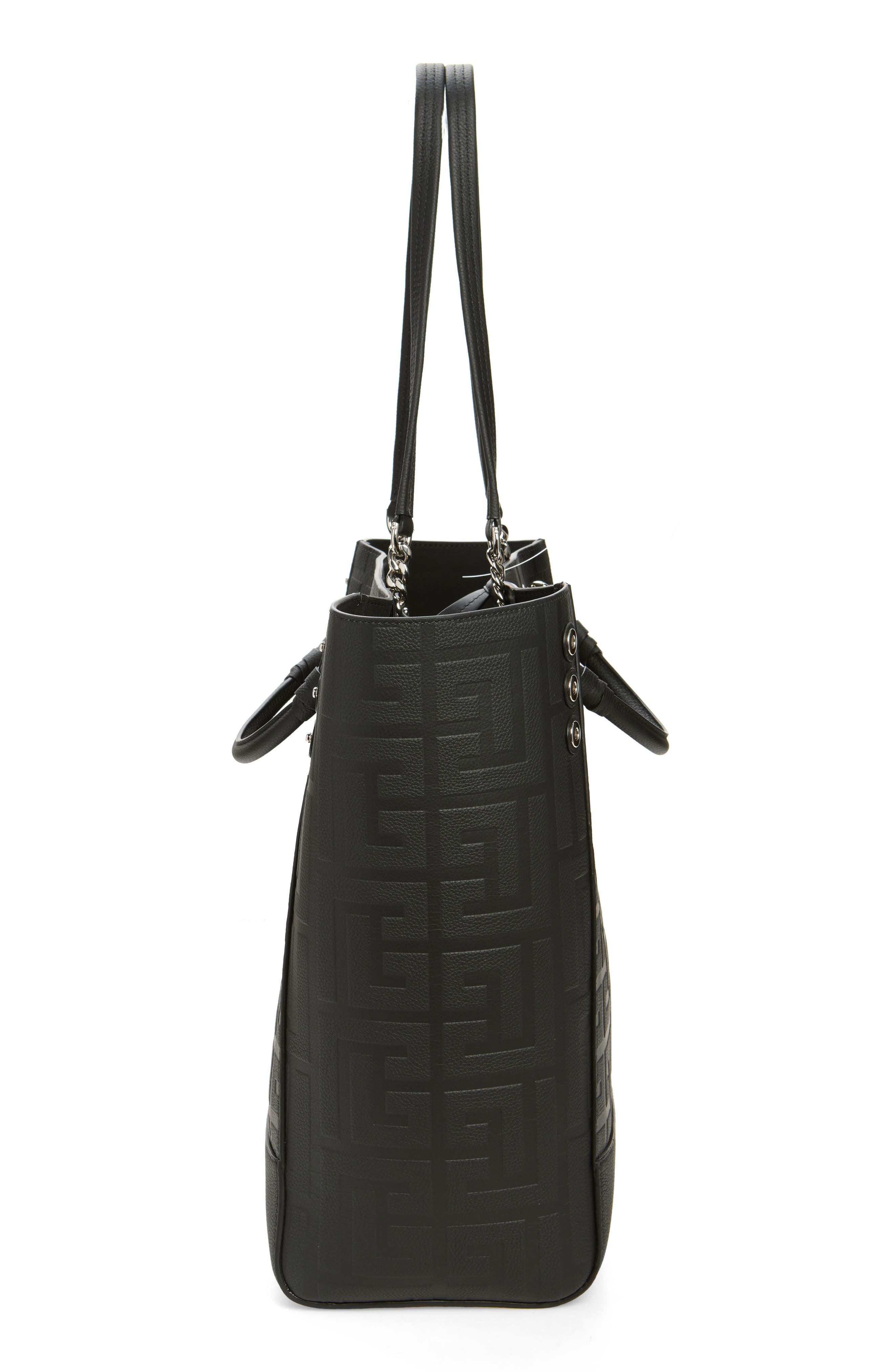 Balmain Cabas Monogram Grained Leather Tote, Alternate, color, 