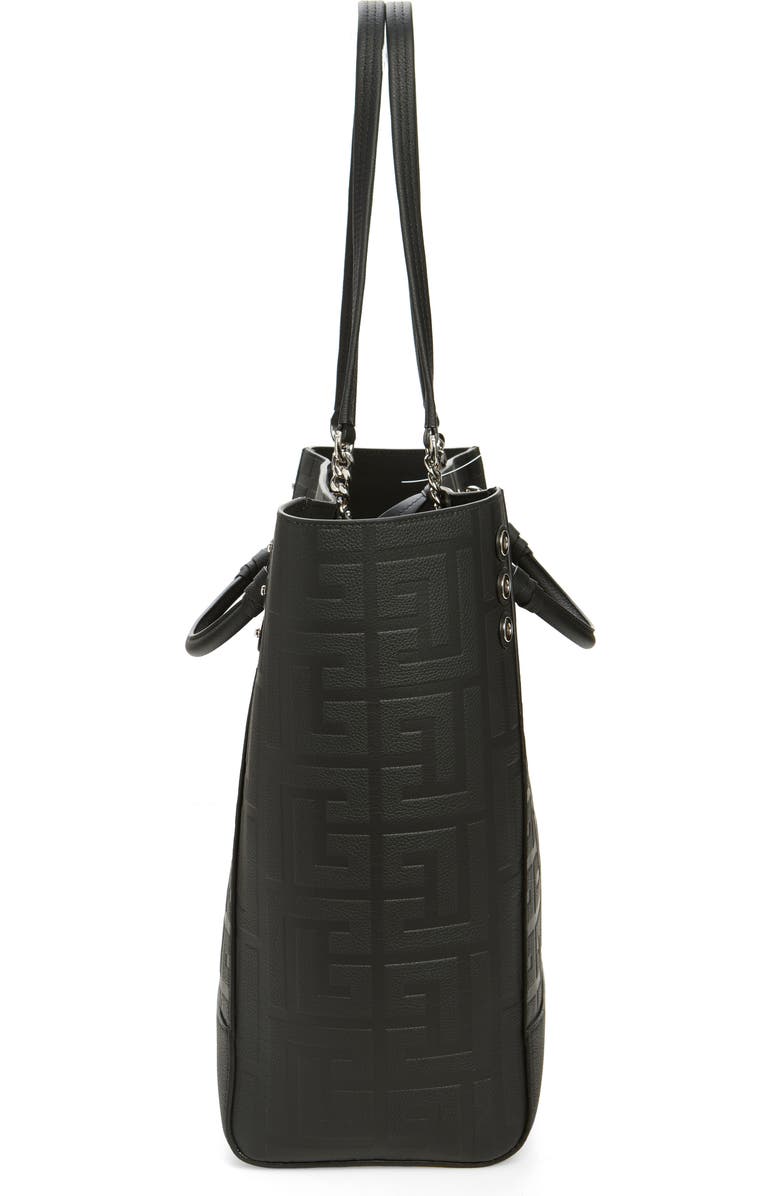 Balmain Cabas Monogram Grained Leather Tote, Alternate, color,