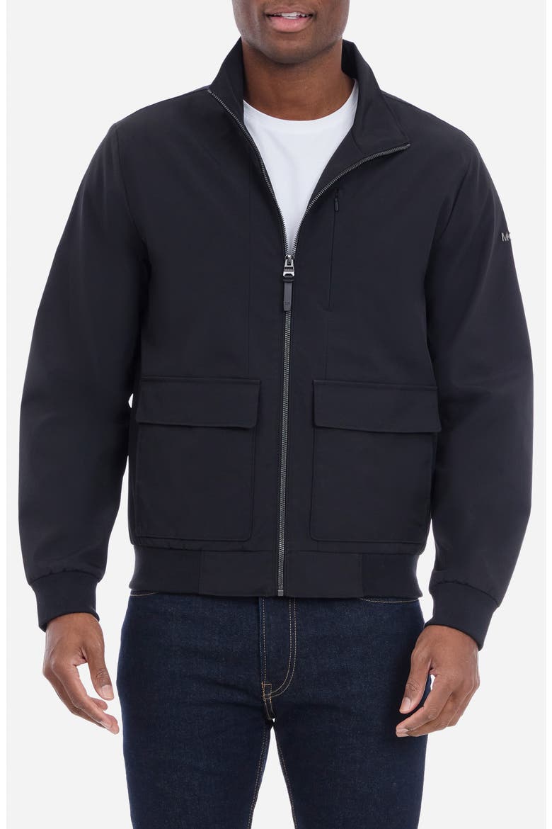 Rib Hem Zip Softshell Jacket, Main, color, BLACK