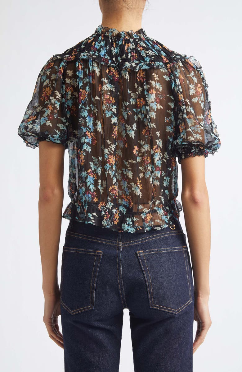 Ulla Johnson Solenne Puff Sleeve Silk Top, Alternate, color, Nightshade