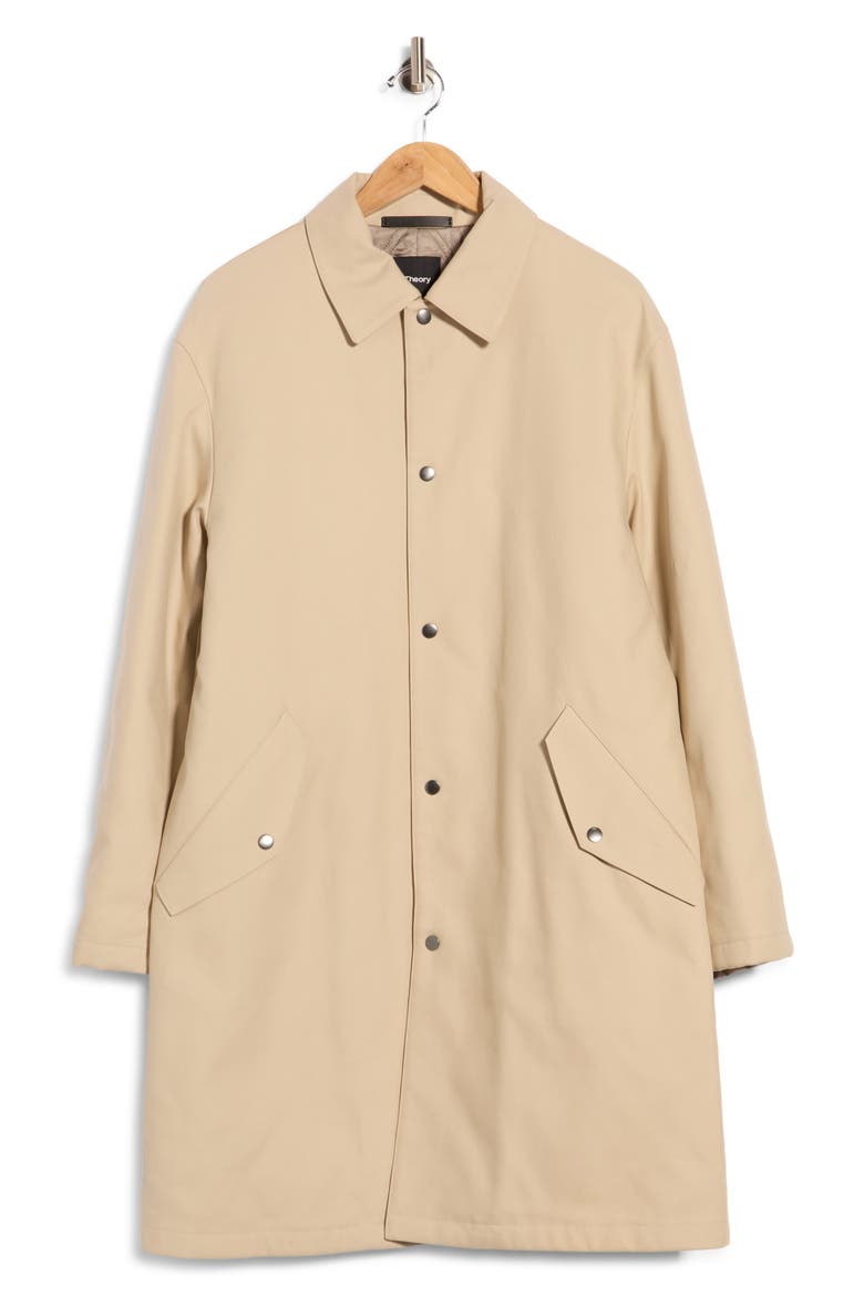Snap Front Twill Overcoat, Main, color, BUFF