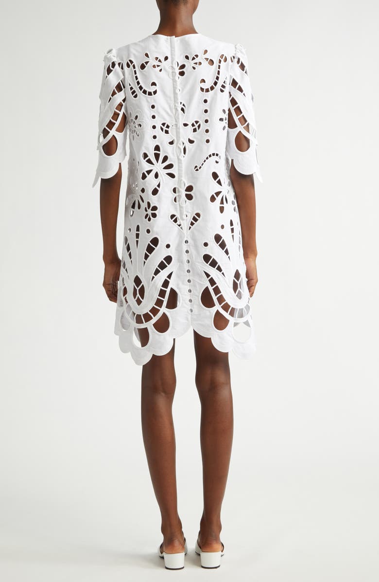 Dolce&Gabbana Openwork Embroidered Poplin Shift Dress, Alternate, color, Bianco Ottico