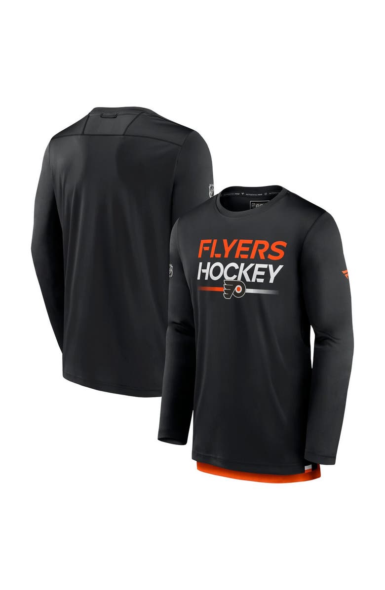 FANATICS Men's Fanatics Branded  Black Philadelphia Flyers Authentic Pro Long Sleeve T-Shirt, Main, color, 