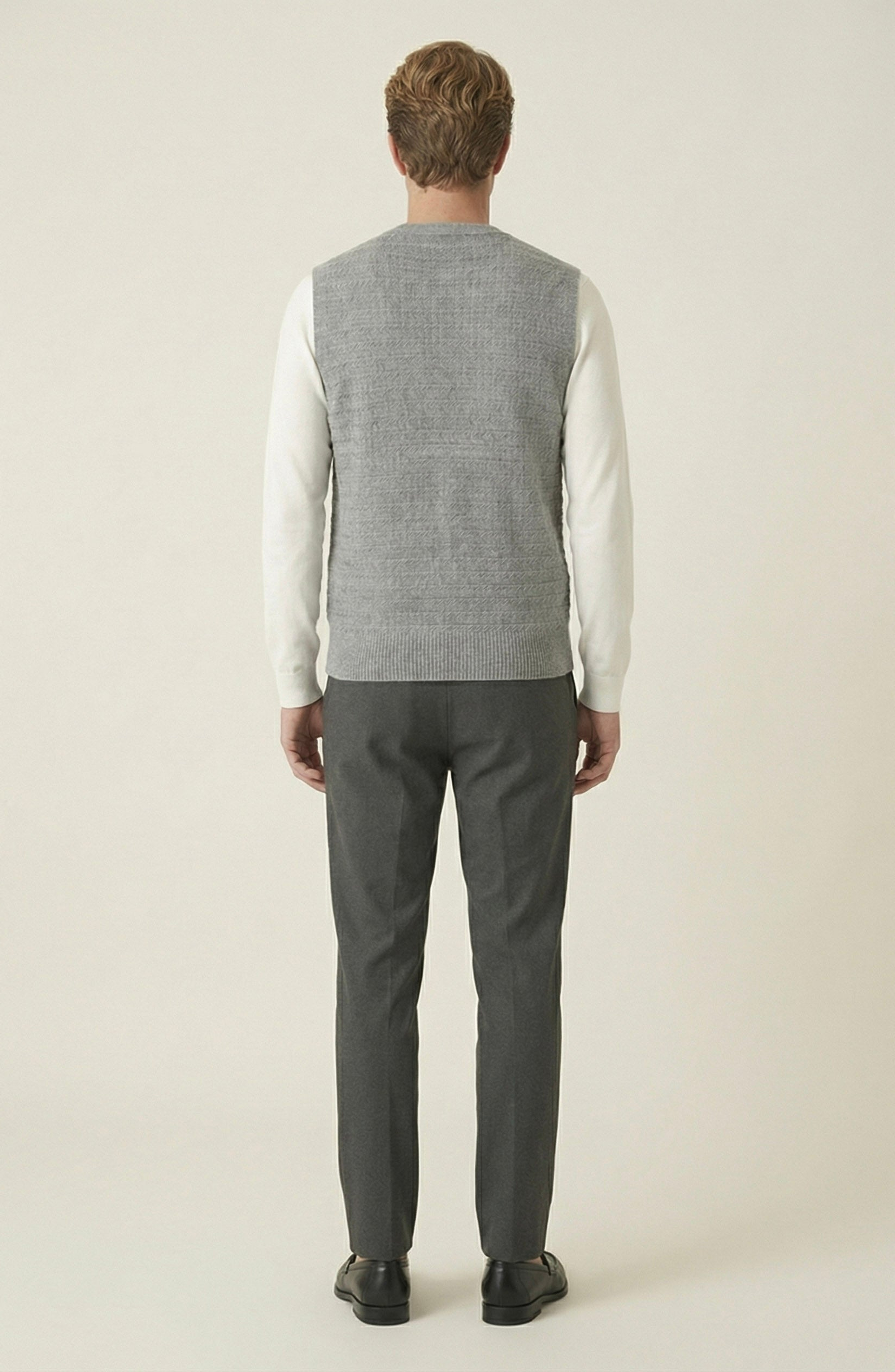 Textured Knit V Neck Button Front Vest - image 4