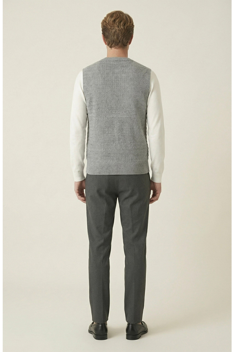 Textured Knit V Neck Button Front Vest, Alternate, color, Gray