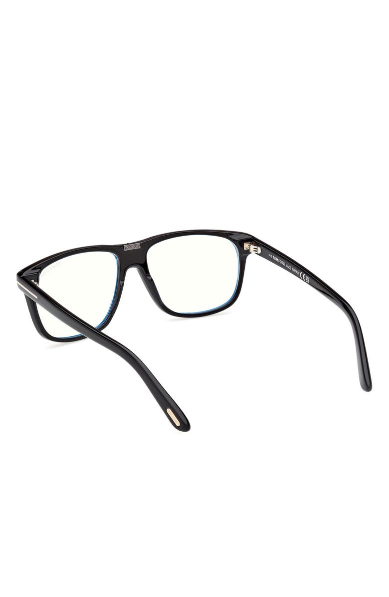 TOM FORD 56mm Pilot Blue Light Blocking Glasses, Alternate, color, Black / T Logo / Blue Block