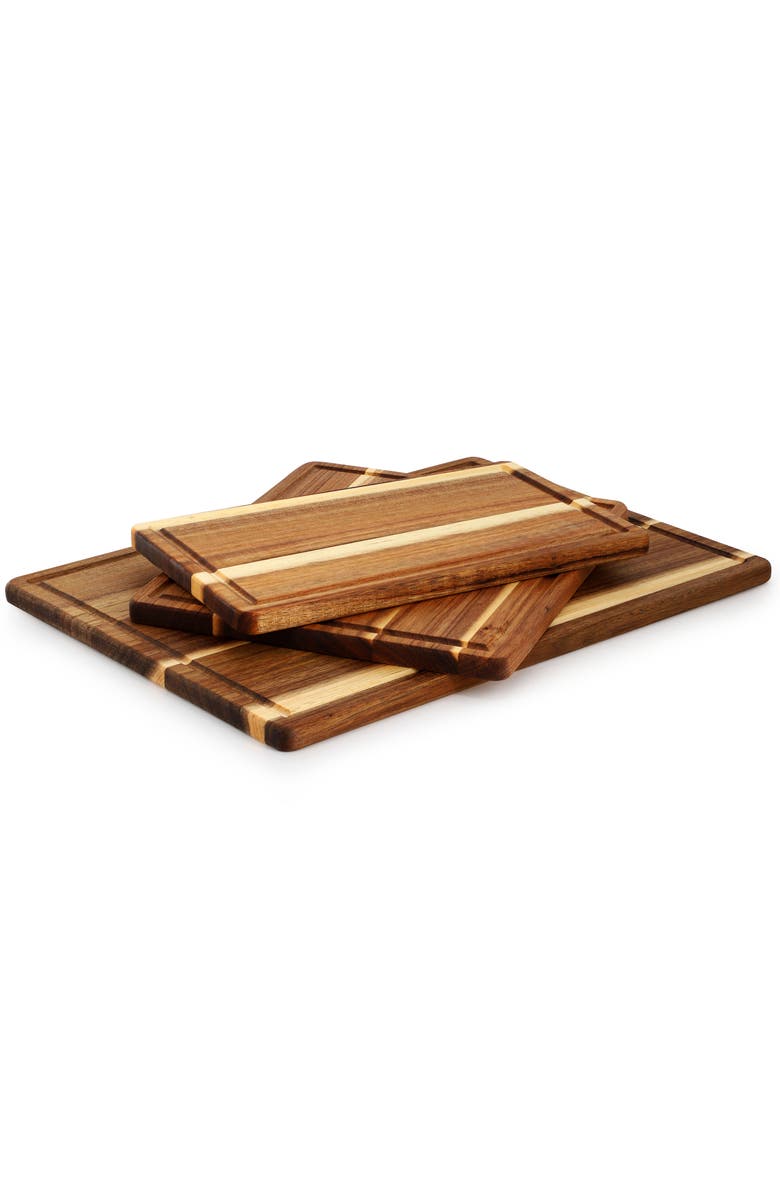 Megachef 3 Piece 7 Inch, 10 Inch, and 17 Inch Acacia Wood Cutting Board Set with Juice Grooves, Alternate, color, Acacia