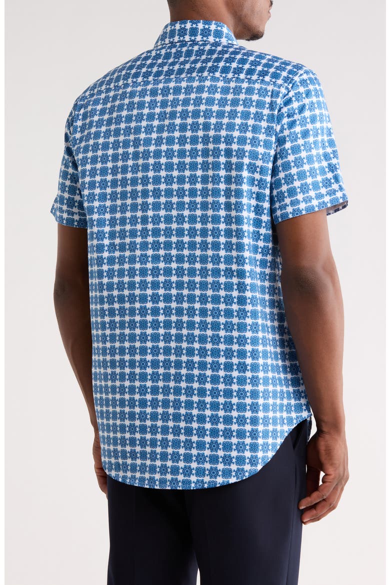 Arbor Short Sleeve Cotton Button-Up Shirt, Alternate, color, BLUE