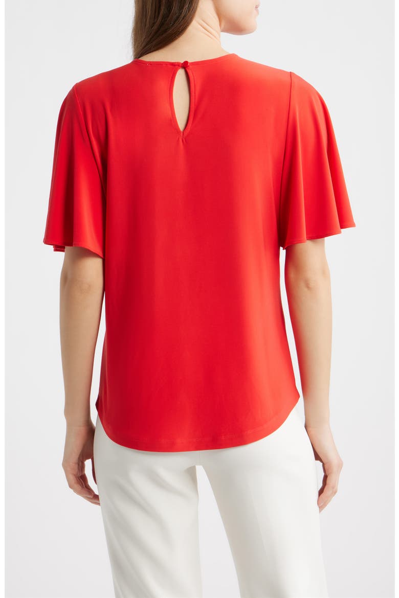 Pleat Neck Bell Sleeve Top, Alternate, color, BEGONIA RED