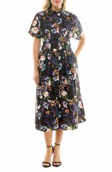 Nicole Miller Printed Stretch Cotton Shirtdress