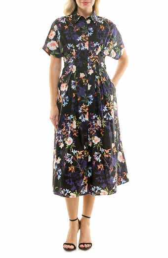 Nicole Miller Printed Stretch Cotton Shirtdress