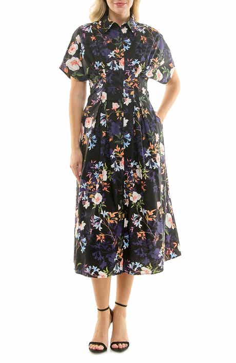 Nicole Miller Printed Stretch Cotton Shirtdress