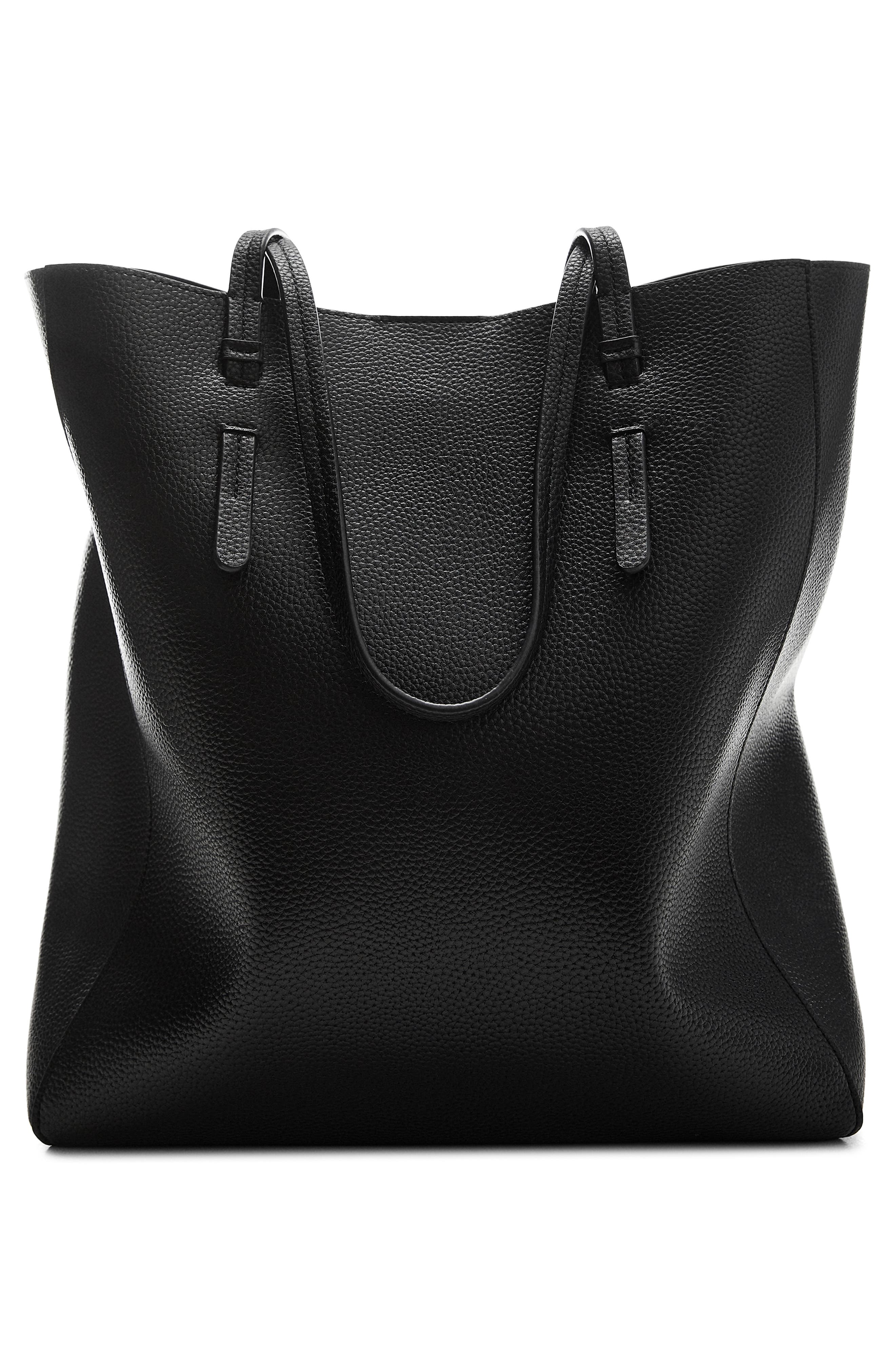 MANGO Faux Leather Shopper Tote, Alternate, color, 