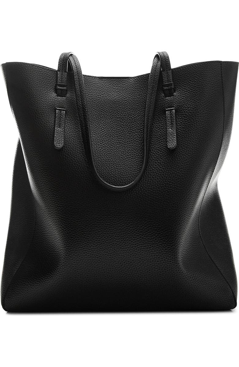 MANGO Faux Leather Shopper Tote, Alternate, color,