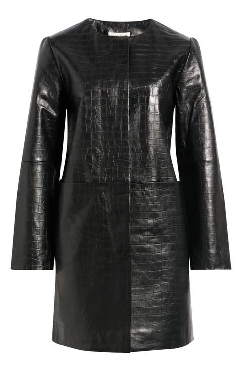 Croc Embossed Leather Jacket