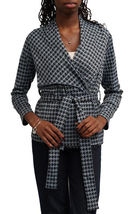 Houndstooth A-Line Knit Shirtjacket