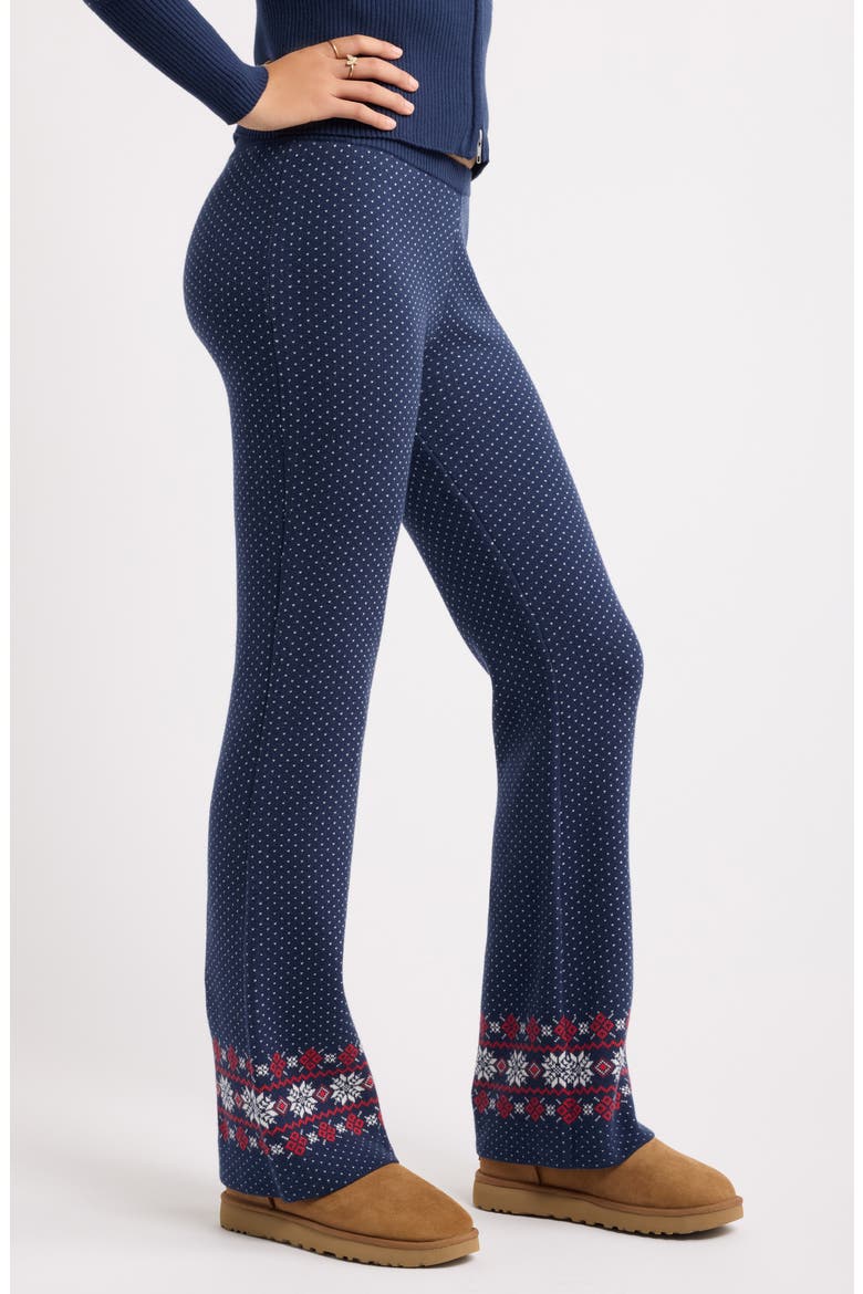 Fair Isle Bootcut Sweater-Pants, Alternate, color, NAVY- IVORY AVA FAIRISLE