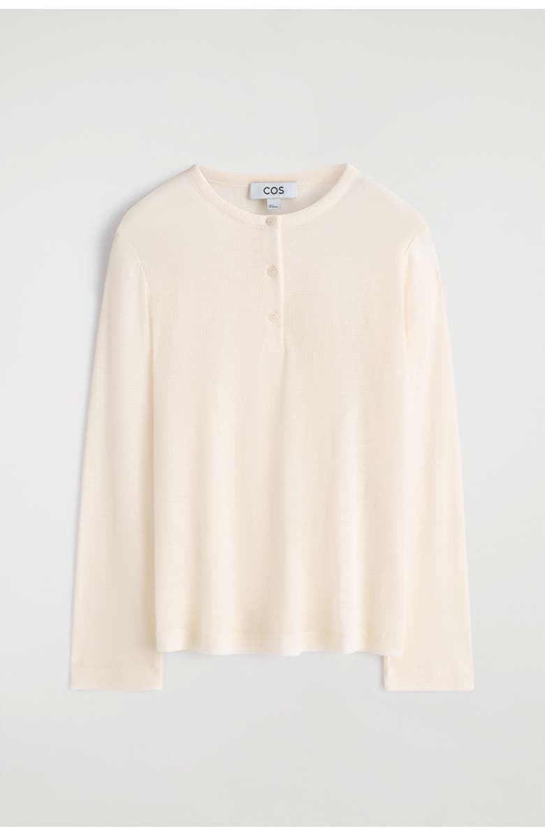 COS Ribbed Wool Henley Top, Alternate, color, Ivory