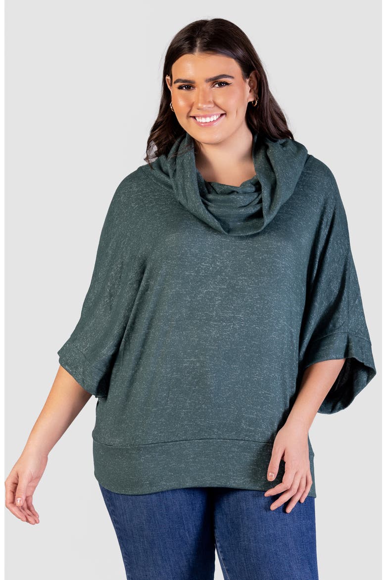 Cowl Neck Elbow Sleeve Sweater, Alternate, color, HUNTER