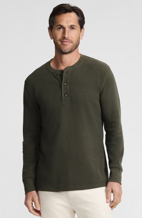 Long Sleeve Thermal Waffle Henley