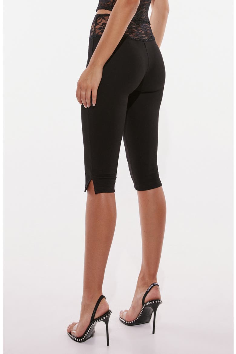 Melanie Lace Trim Capri Pants, Alternate, color, BLACK