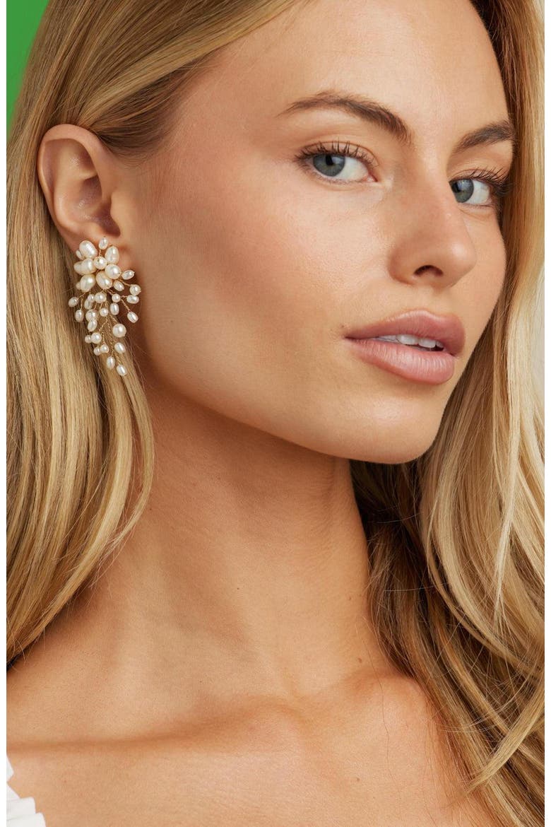 Moore Freshwater Pearl Earrings, Alternate, color, Gold