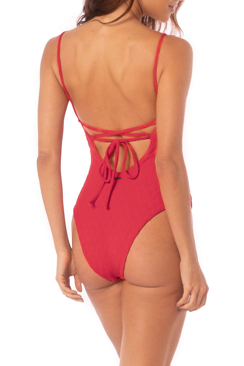 Apple Red Celine Reversible Underwire One-Piece Swimsuit, Alternate, color, RED
