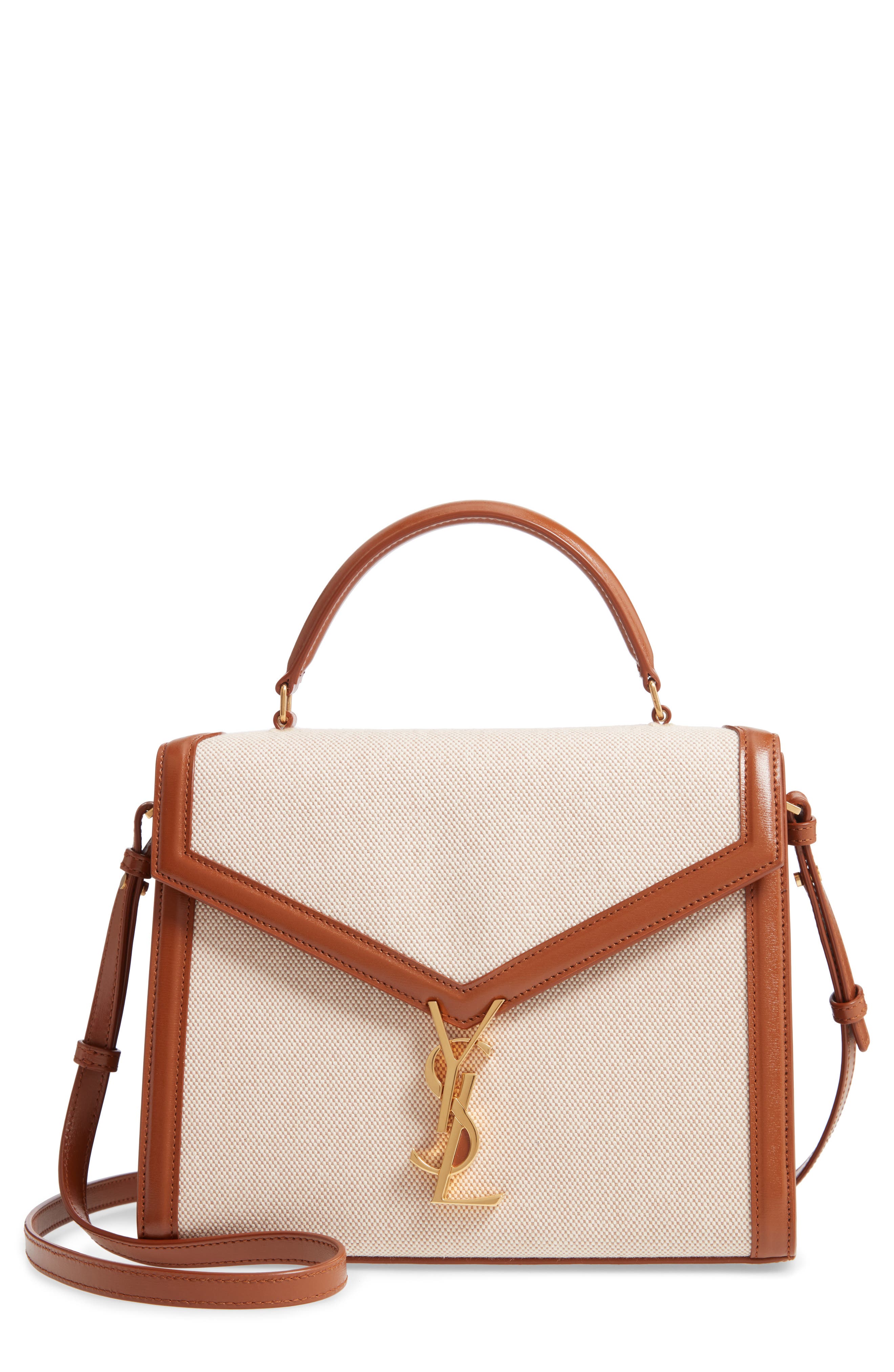 Saint Laurent Medium Cassandre Canvas & Leather Shoulder Bag, Main, color, 