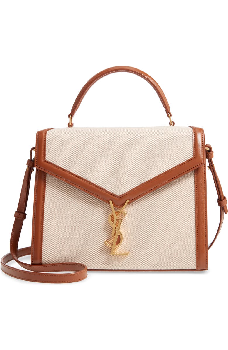 Saint Laurent Medium Cassandre Canvas & Leather Shoulder Bag, Main, color,
