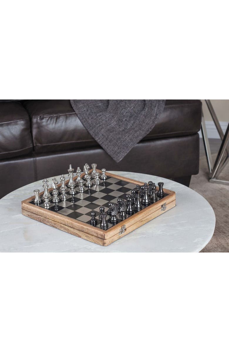 SONOMA SAGE HOME Black Aluminum Traditional Chess Game Set, Alternate, color,