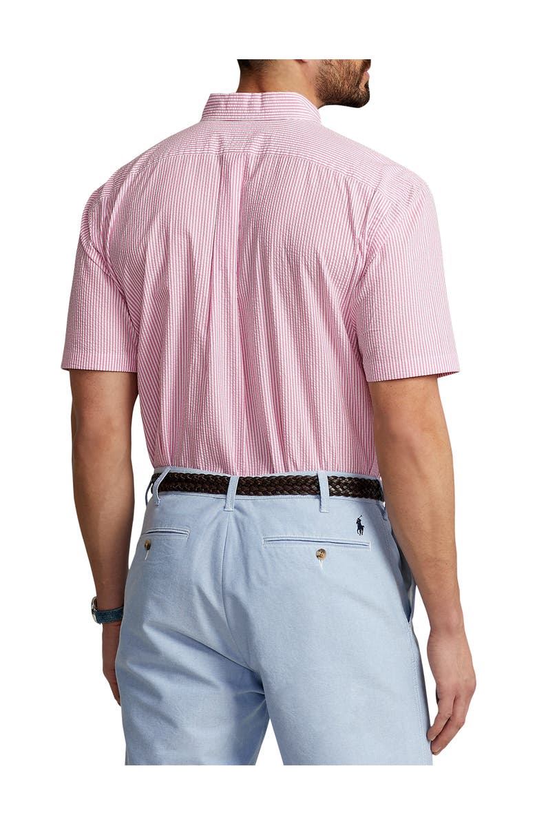 Polo Ralph Lauren Big & Tall Seersucker Stripe Sport Shirt, Alternate, color, Rose/White