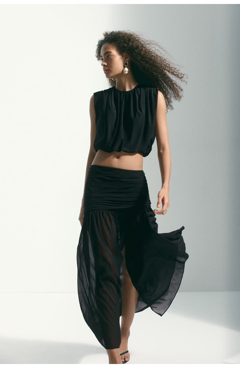 H&M Sheer Maxi Skirt, Alternate, color, Black