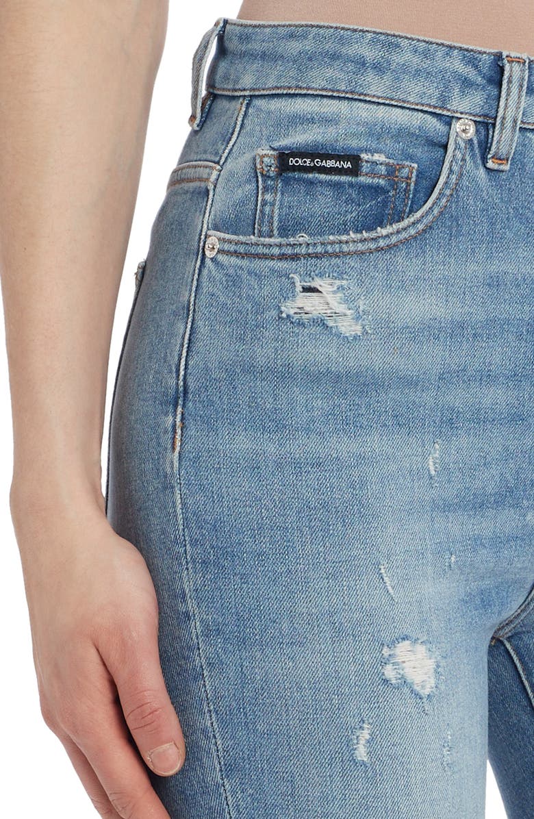 Dolce&Gabbana Audrey Ripped Ankle Skinny Jeans, Alternate, color, 