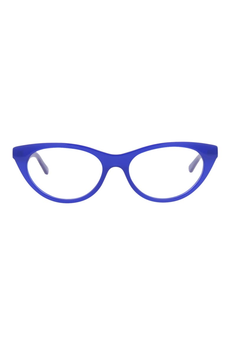 52mm Cat Eye Optical Glasses, Main, color, BLUE BLUE TRANSPARENT