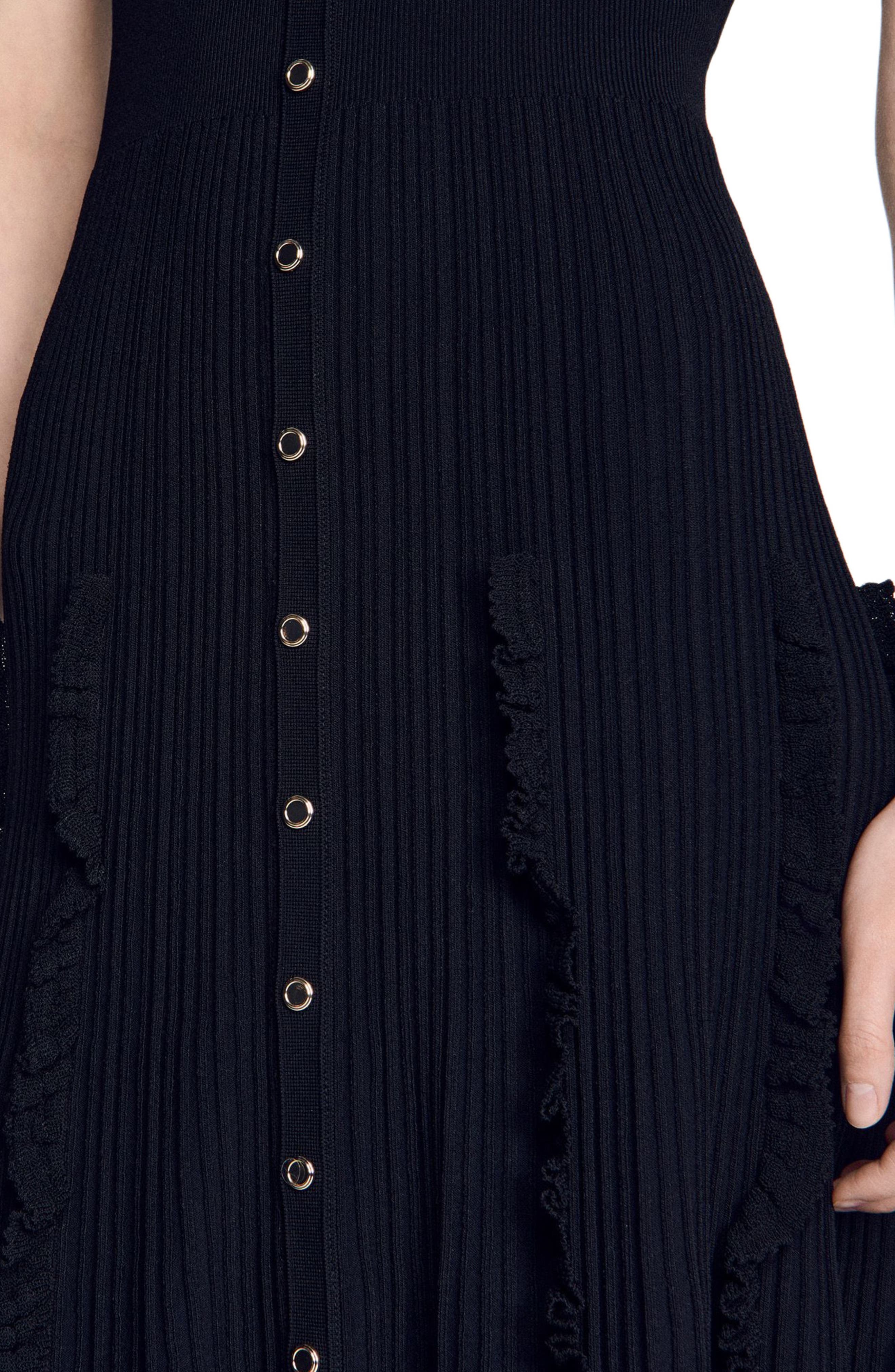 sandro black knitted dress Knit maxi with ruffles in at Nordstrom, size 38 Stickers:Sale