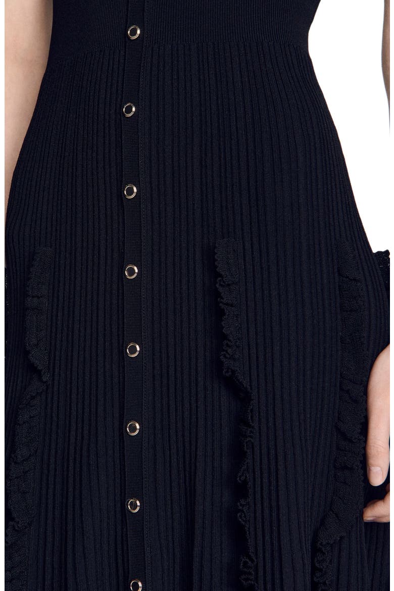 Knit maxi dress with ruffles, Alternate, color, Black