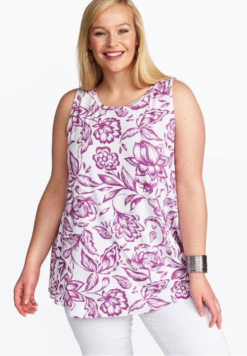 Jessica London Stretch Knit Sleeveless Swing Tunic In Gray