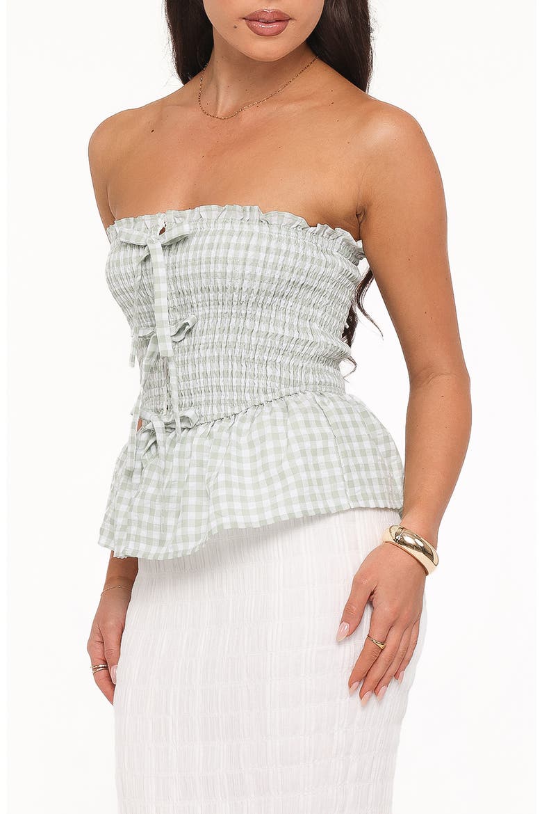 Carina Smocked Bow Strapless Top, Alternate, color, MINT